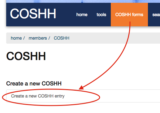 create new coshh link