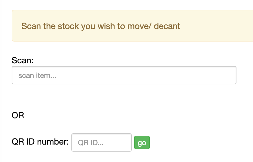 scan QR for moving stock