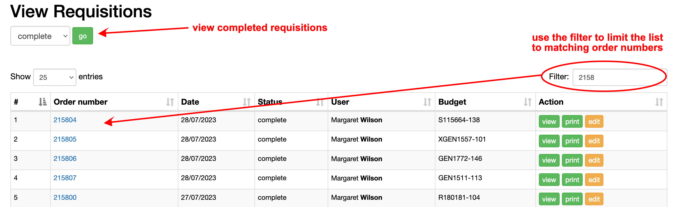 view complete requisitions